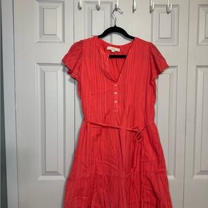 LOFT Coral Button-Front Top